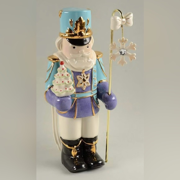 Lenox Other - Rare Retired Lenox Nutcracker With Tree And Snowflake Staff 11” Ceramic with Box